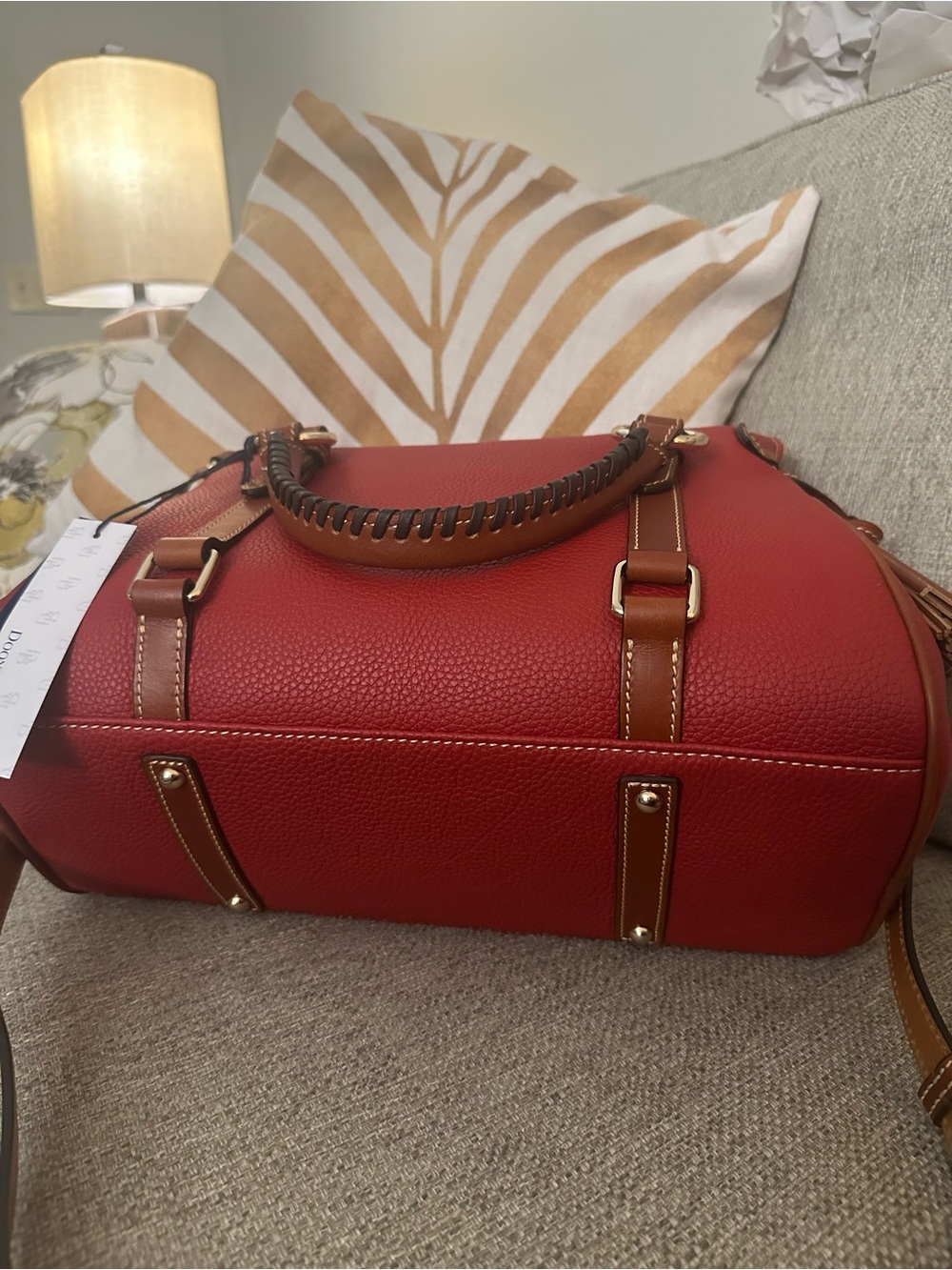 Dooney & Bourke LARGE Red Pebbled Leather Satchel - Shoulder Bag NWT $598 MSRP - Picture 9 of 15